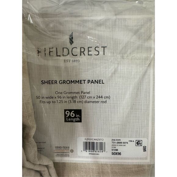 Set of 2-Fieldcrest Arden Solid Cotton Sheer Grommet Top Single Curtain Panel - Picture 3 of 3